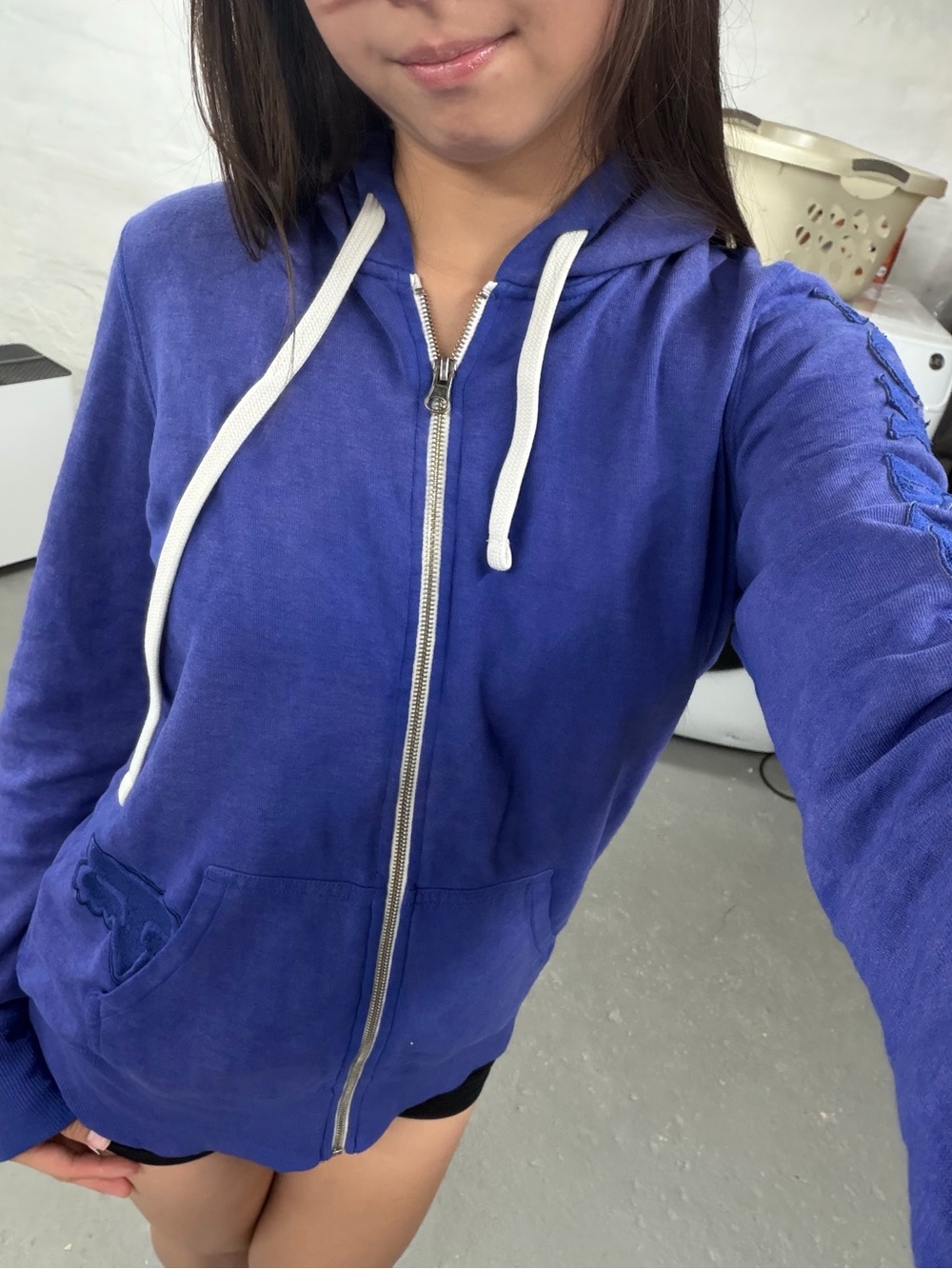 Fox Royal Blue Zip-Up Hoodie with White Drawstrings - Picture 5 of 8